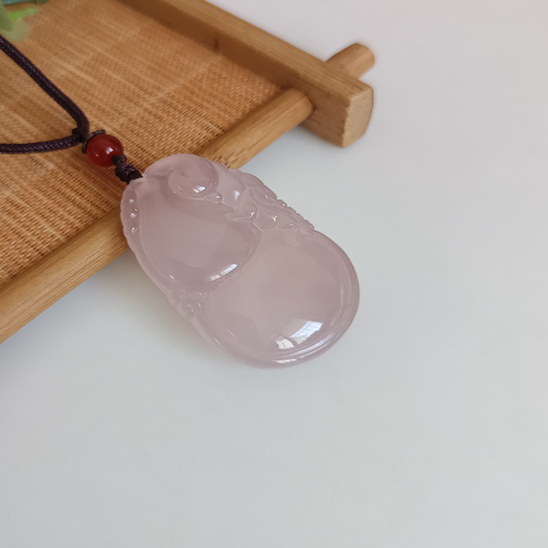 新款正品天然芙蓉玉冰种精致气质福禄双收葫芦玉吊坠防过敏绳可换