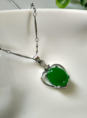 碧绿色水滴项链百搭时尚吊坠