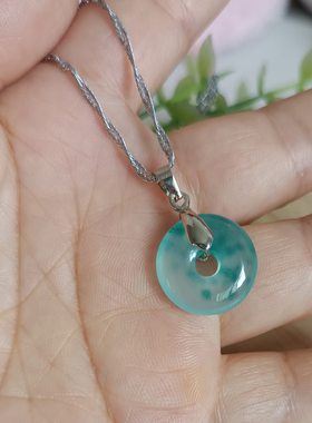 正品冰种玉髓平安扣吊坠项链女