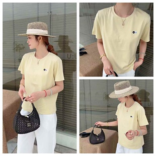 绣花卡通短袖 时尚 T恤欧洲站修身 圆领女上衣半袖 女装 衫 新款