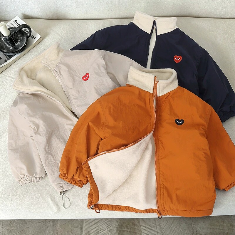 秋冬季儿童加绒外套羽绒棉服薄款男童女童立领棉衣中小童宝宝棉袄