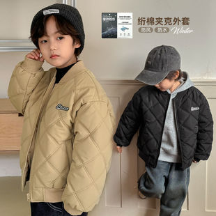 秋冬季儿童外套夹棉棒球服男童女童二棉夹克轻薄棉袄中大童冬装潮
