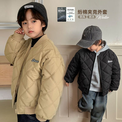 秋冬季儿童外套夹棉棒球服男童女童二棉夹克轻薄棉袄中大童冬装潮