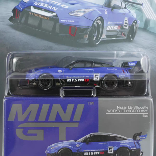 MINIGT 1/64 日产GTR35LBWK 蓝色5号 挂卡 MGT1124合金封闭模型