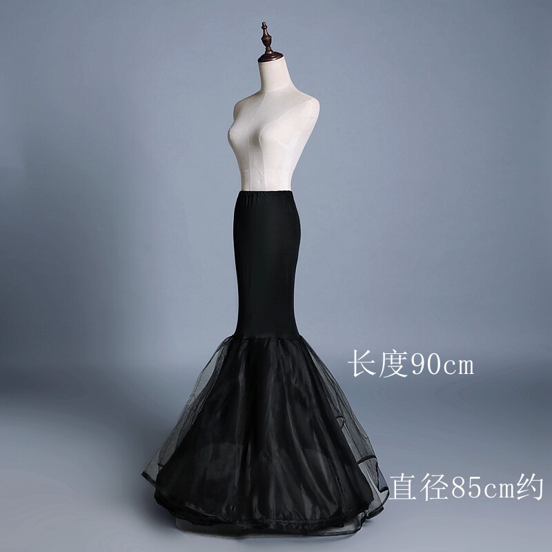 裙撑婚纱礼服单钢硬纱撑裙弹力大鱼尾束腰衬裙厂货黑色图片