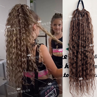 时尚假发缠绕式马尾卷发哑光头绳发圈优质高马尾Ariel ponytail