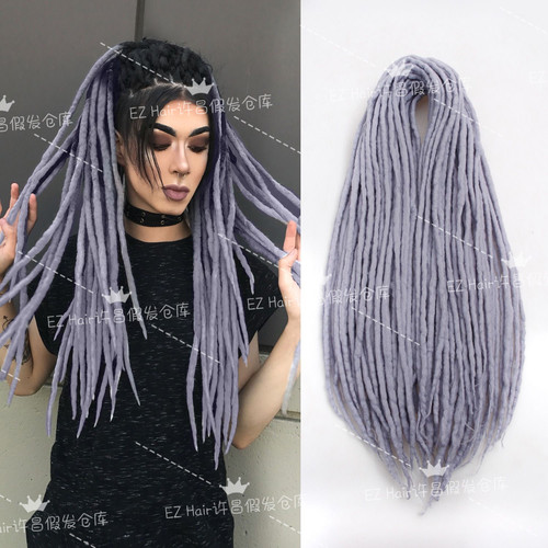 彩色雷鬼羊毛毡脏辫dreadlock欧美非洲民族风接发假发辫子编发绳