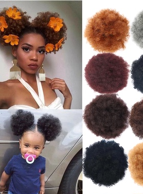 非洲假发包发苞欧美爆炸头afro puff hair bun化纤马尾毛毛虫发髻