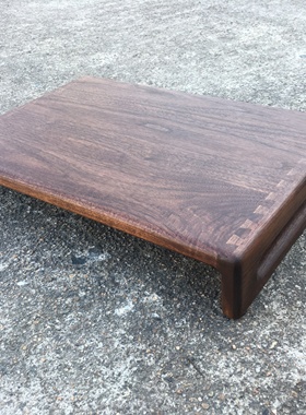 定制黑胡桃木支架置物架电脑桌面显示器增高架实木显示屏底座垫高