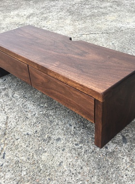 定制北美黑胡桃木带抽屉增高架书桌原木抬升架红橡木置物架垫高架