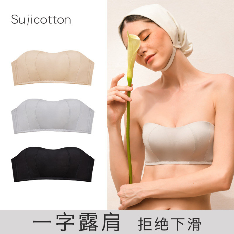 夏天抹胸无肩带内衣女防滑聚拢小胸上托裹胸式防走光文胸无带胸罩