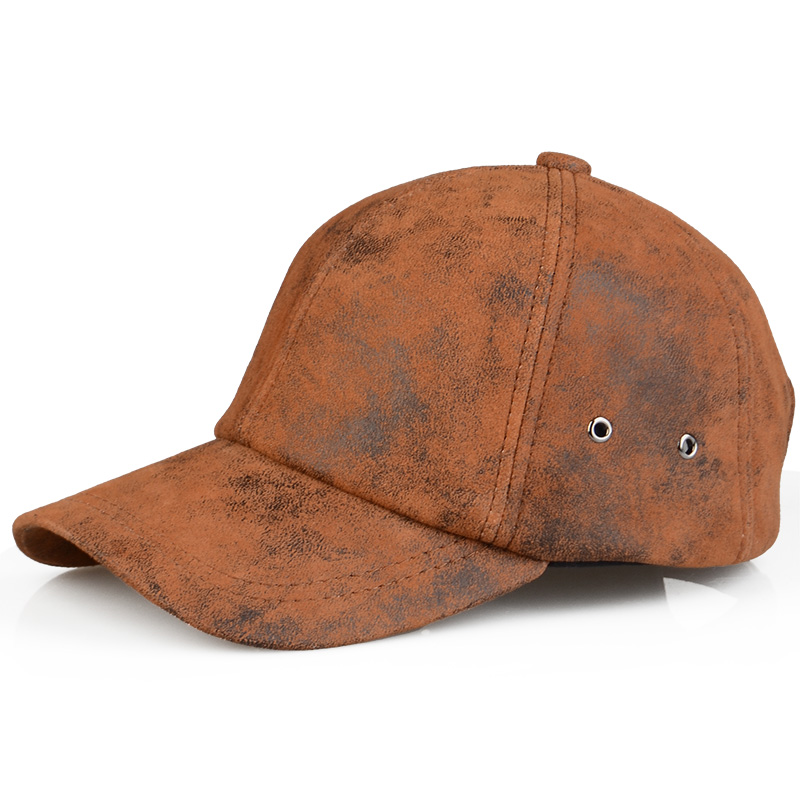 羊皮磨砂皮真皮新款帽子软顶鸭舌帽棒球帽秋冬中老年青年男士女士