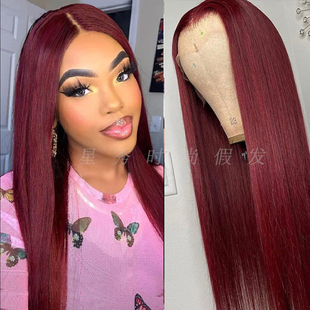 wine red hair human hair wigs 10A Brazilian Lace frontal wig