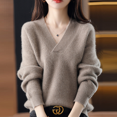打底衫女2025新款秋冬高级感V领宽松显瘦洋气毛衣针织内搭羊毛衫