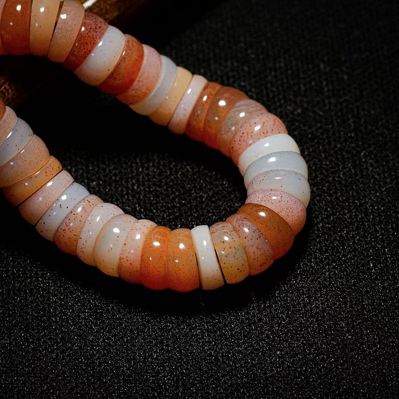 老西亚古珠改制大肠隔片直径6.7mm满朱砂粉糯白糯DIY配珠散珠隔片