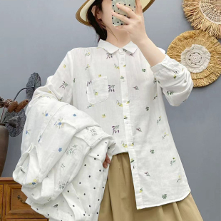 2026春装 宽松衬衣气质开衫 新款 大码 86295 时尚 双层棉纱减龄衬衫