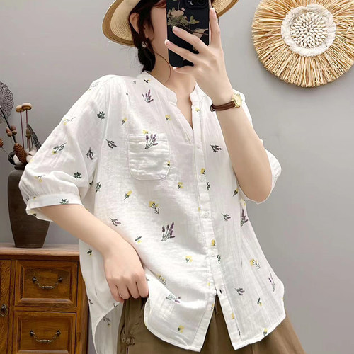 棉纱女装休闲双层大码夏季碎花