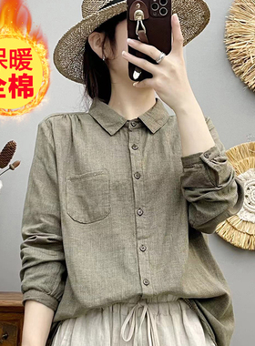 2025秋装款长袖衬衫时尚女装千鸟格衬衣百搭大码棉纱衬衣开衫8366