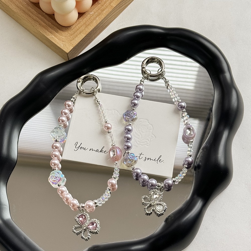 韩版巴洛克风珍珠手机链diy水晶串珠蝴蝶钥匙扣ins包包挂饰女礼物,节庆用品/礼品,手机链,淘宝优惠券,粉丝福利购,淘宝优惠卷