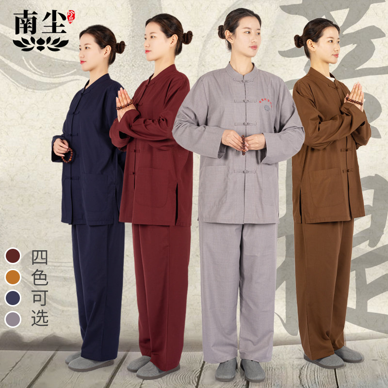 夏季丝光棉居士服女款套装禅修服棉麻透气僧服宽松佛衣男法会用品