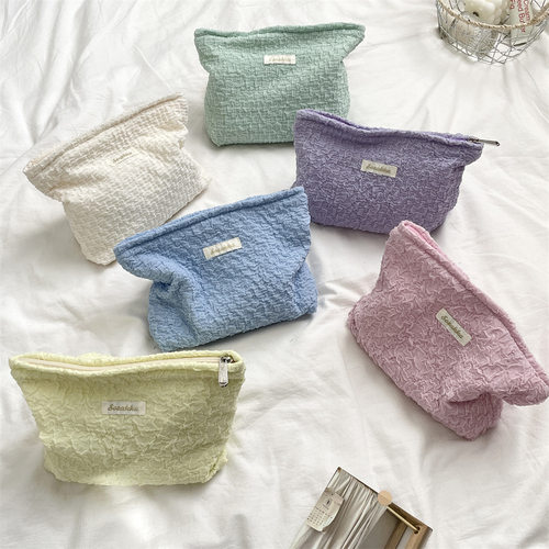 ins女生化妆包收纳袋气垫口红笔袋拉链包化妆品便携洗漱包