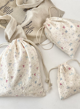 可爱压花卡通束口袋防尘便携整理多功能布袋抽绳化妆品