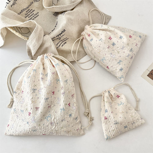 可爱压花卡通束口袋防尘便携整理多功能布袋抽绳化妆品