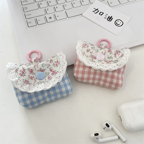 甜美小清新蕾丝耳机包适用苹果耳机保护套软壳无线蓝牙