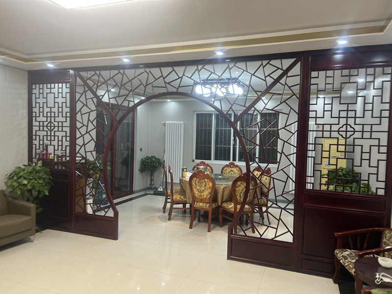 中式仿古实木花格月洞门客厅隔断博古架月亮门圆形拱门玄关月亮门