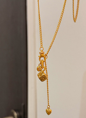 小红书爆款十字架骰子泡泡钻项链轻奢高级感长款爱心流苏一件代发