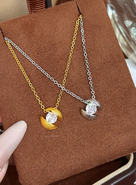 小红书爆款布契风拉丝悬浮星球项链气质轻奢高级感复古法式宫廷风