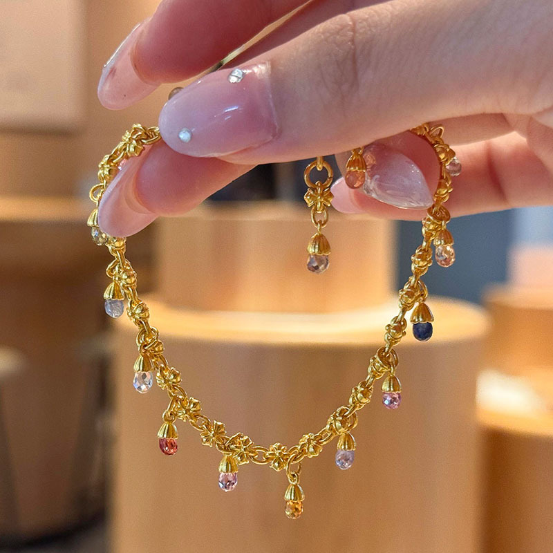 小红书爆款复古彩蓝吊坠手链中古风高级感手饰配饰小众款一件代发