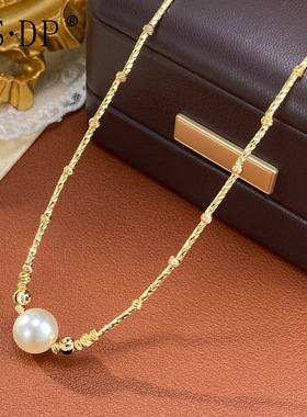 轻奢气质白色珍珠棍链项链女小众时尚简约设计感百搭锁骨链批发