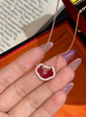 速卖通热销精工微镶如意锁贝壳钥匙项链轻奢简约百搭高级感锁骨