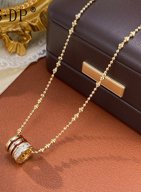 法式精致时尚百搭镶钻红色小蛮腰项链个性轻奢复古简约设计感颈链