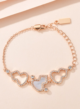 带钻高定轻奢镂空闪钻白贝母葫芦手链大牌贵气设计感手链批发代发