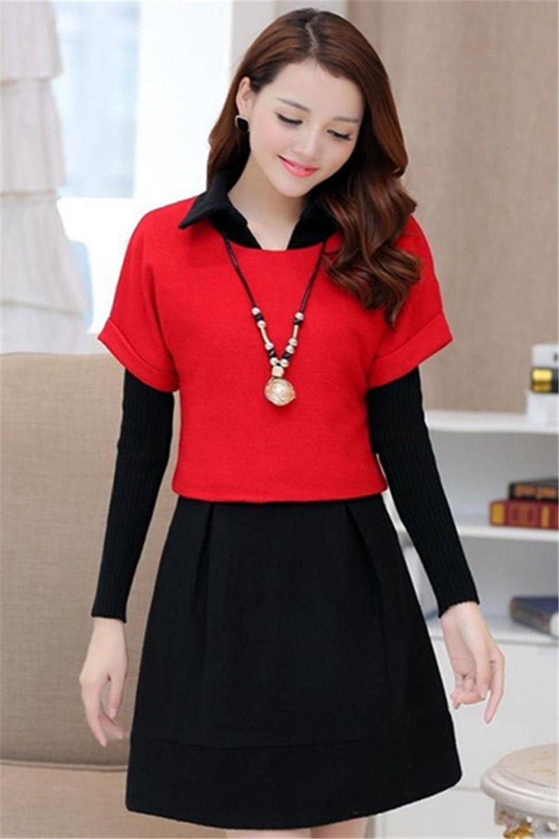 毛呢连衣裙秋冬装中年妈妈修身时尚女士中长款打底裙两件套冬裙女