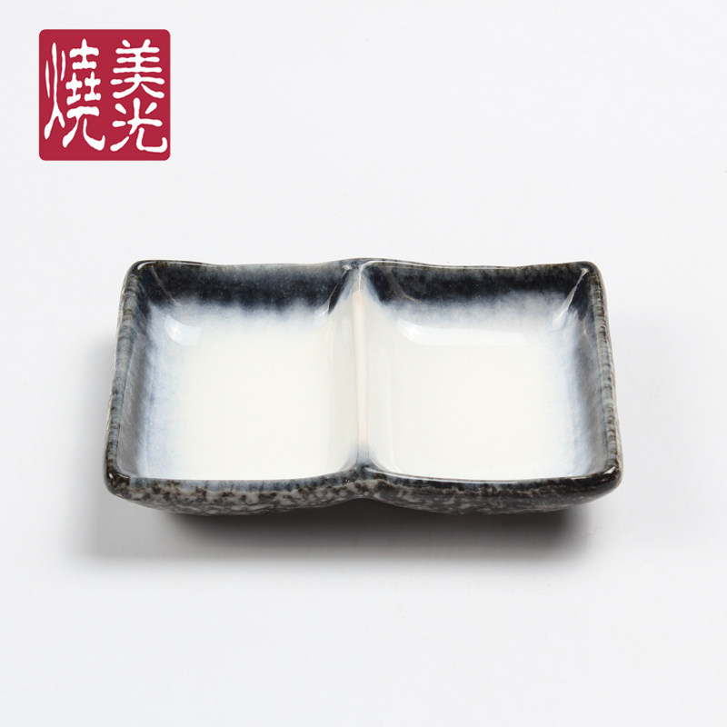 两格陶瓷韩式风烤肉酱调料碟图片