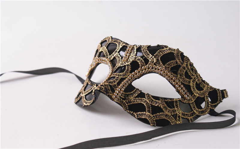 金色蕾丝情侣男士女儿童面具化妆舞会派对party六一半脸假面装饰