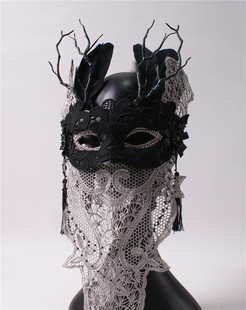 灰色长面纱夸张唱歌蒙面歌王蒙面唱将面具全脸舞台年会女假面成人