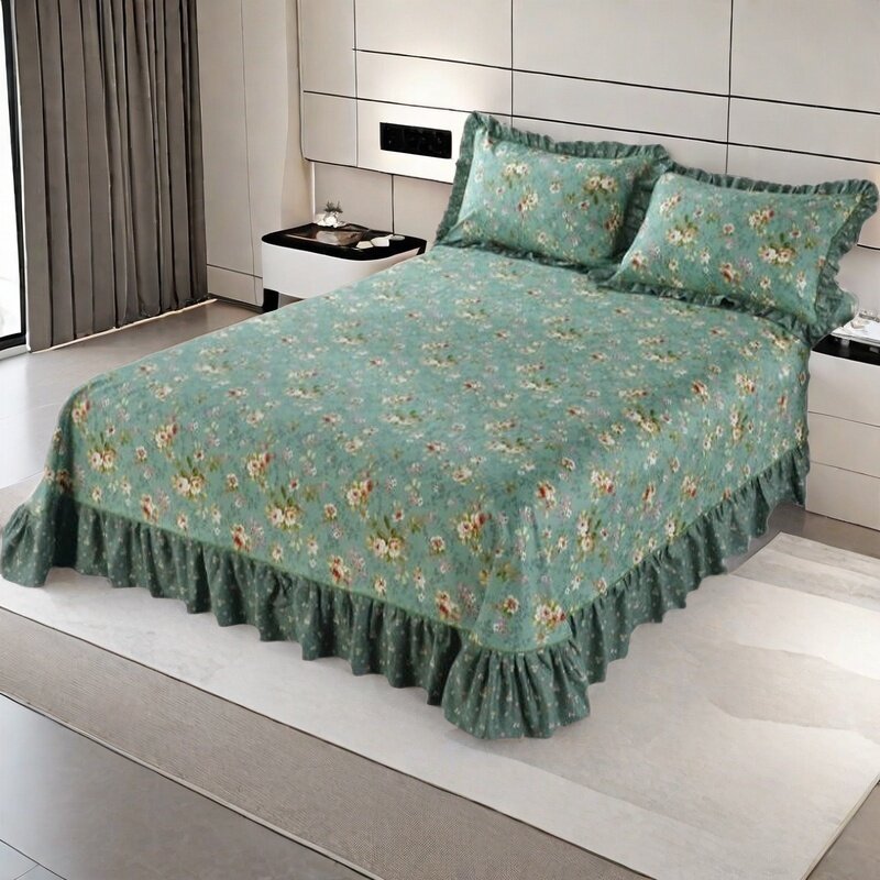 床单单件纯棉100全棉新款四季枕套三件套花边加厚小碎花大250x270