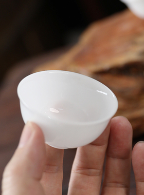 冰种白玉瓷潮汕功夫茶杯小号迷你传统潮州老玉令杯30ml工夫茶具