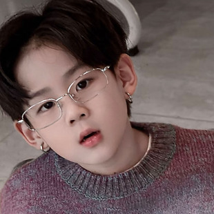 饰金属框眼镜潮童搭配单品 装 男童个性 方框平光镜小孩时尚