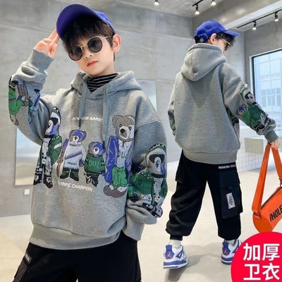 男童秋冬款卫衣加绒一体绒