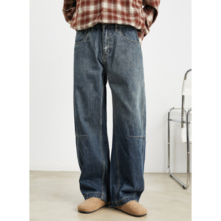 复古阔腿牛仔裤 裤 2025新款 水洗大码 子 男直筒宽松垂感老爹裤 美式