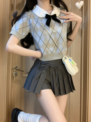 蝴蝶结修身短袖t恤女夏季