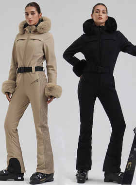 GsouSnow滑雪服套装女连体修身运动美式防水雪地衣户外保暖冲锋衣