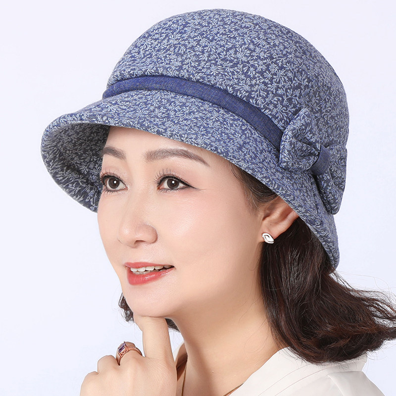 中老年人帽子女妈妈薄款布帽春秋天盆帽印花渔夫帽奶奶遮阳帽礼帽