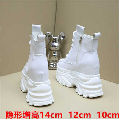 英伦风12cm松糕底短靴10cm内增高