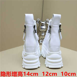 潮鞋 短靴小个子14cm女靴老爹厚底12cm高帮鞋 女款 10cm内增高马丁鞋
